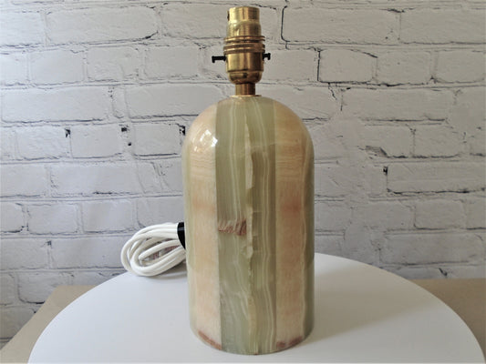 An Onyx Marble Dome Top Cylinder Lamp