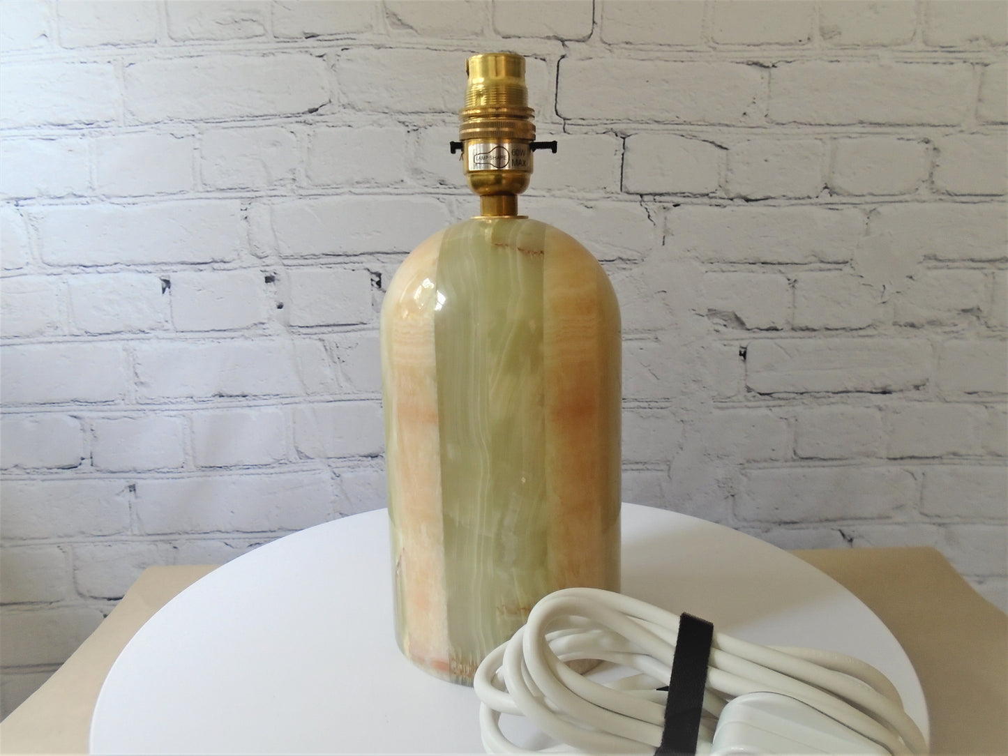 An Onyx Marble Dome Top Cylinder Lamp