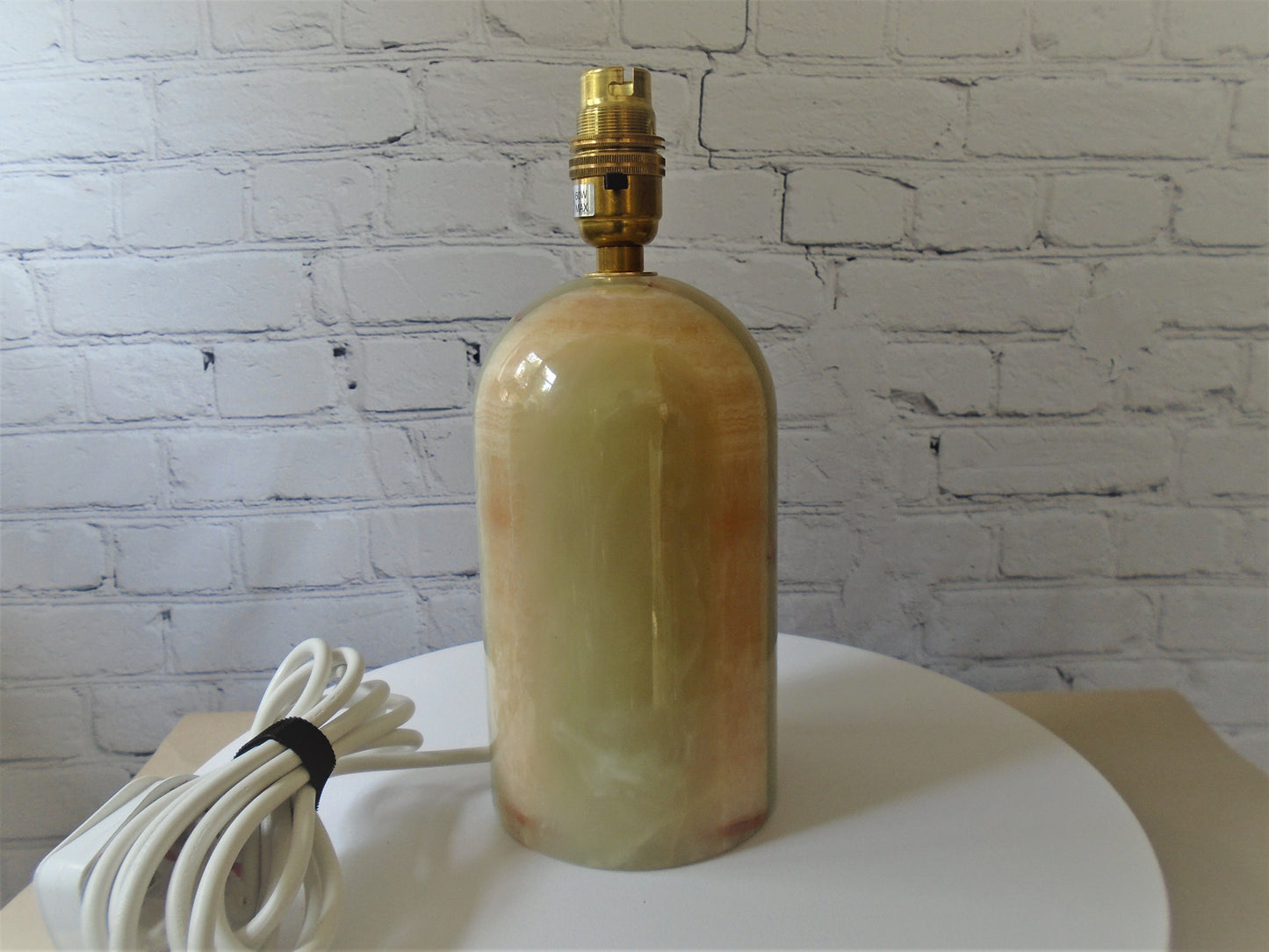 An Onyx Marble Dome Top Cylinder Lamp
