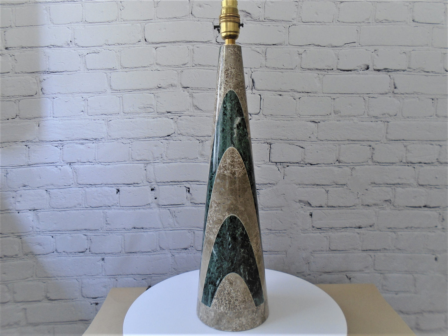 A Green and Brown Marble Conical Lamp Base