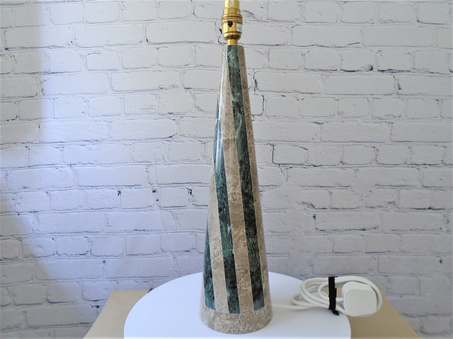 A Green and Brown Marble Conical Lamp Base