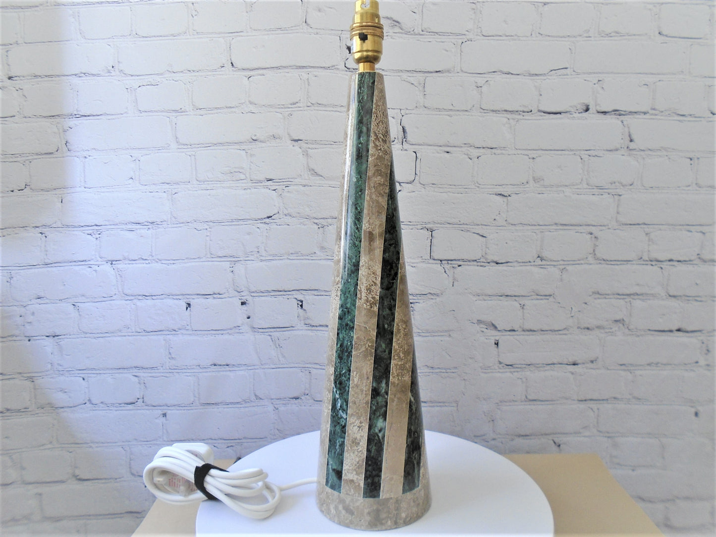 A Green and Brown Marble Conical Lamp Base