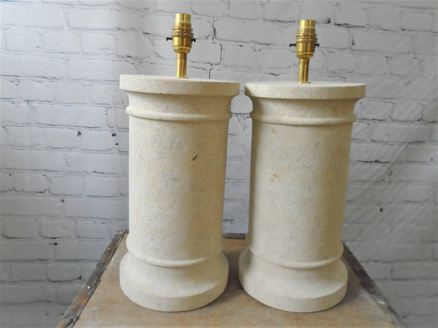 A Pair of Bath Stone Table Lamps, Conservatory Lamps
