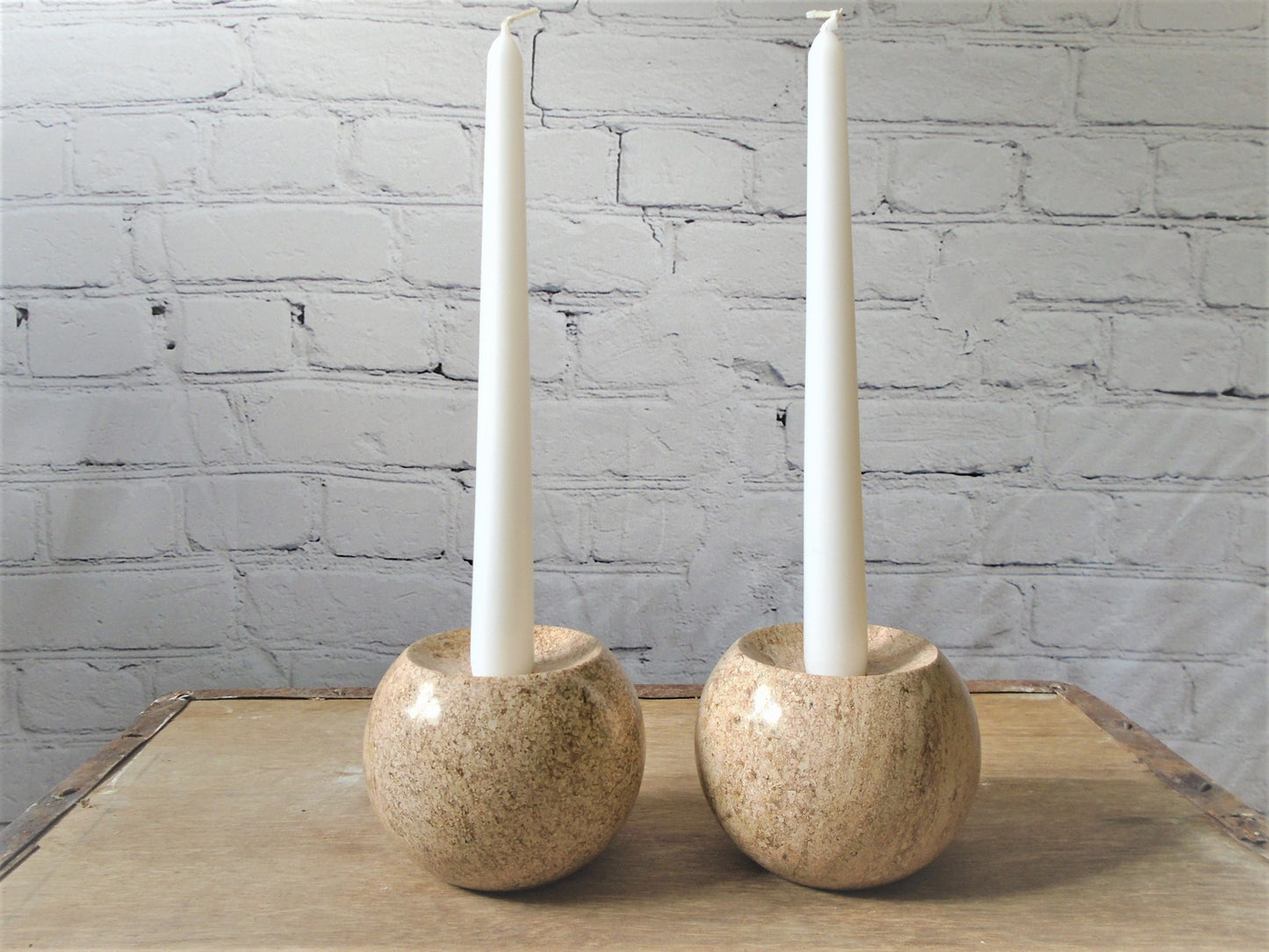 A pair of Ancaster Weatherbed Candle Holders