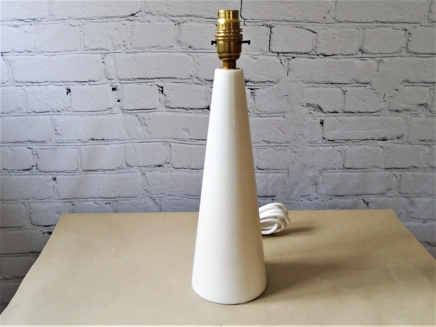 A Conical White Marble  Lamp Base